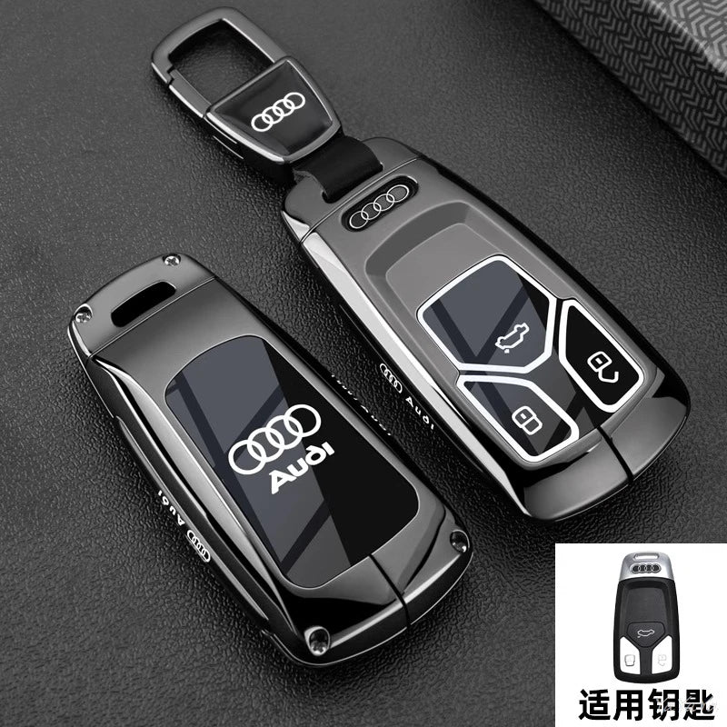 3 Button Metal Car Key Case Cover Key Protect Shell For Audi A3 A4 Q3 Q5 TT A1 A4L A5 Q5L Q7 A6L A7 A8L A6 S3 S4 RS5 RS Sticker