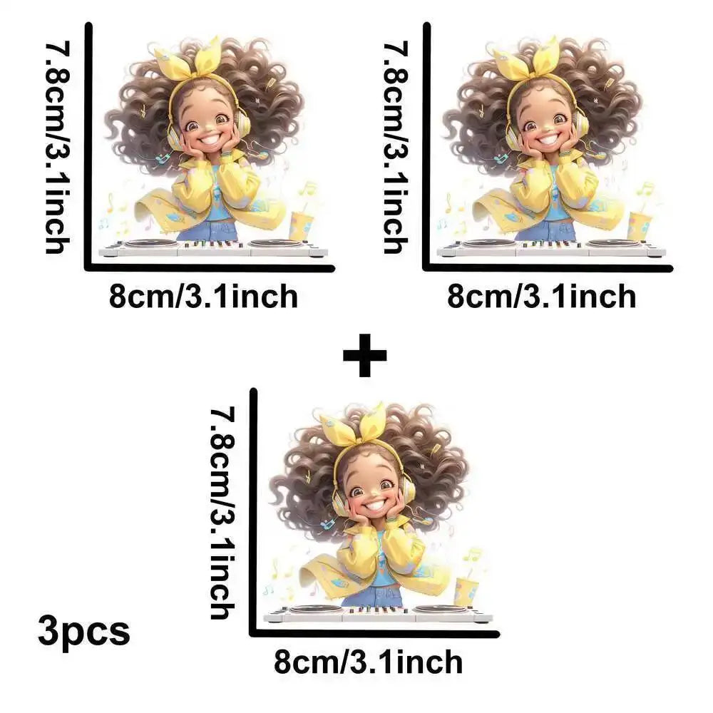 Yellow Guitar Music Girl Heat Transfer Patches For Clothing DIY A-Level Washable T-shirts Iron-on Thermal Stickers