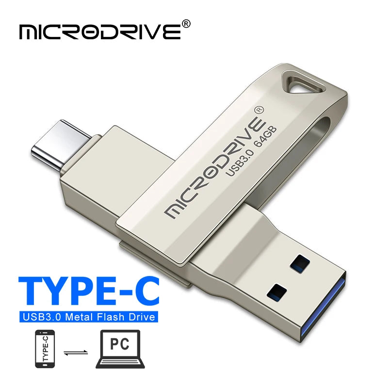 2 in 1 OTG USB-C Flash Pen Drive Metal Memory Stick Usb 3.0 flash Disk 64GB 128GB 256G 512G USB3.0 Type-C Pendrive