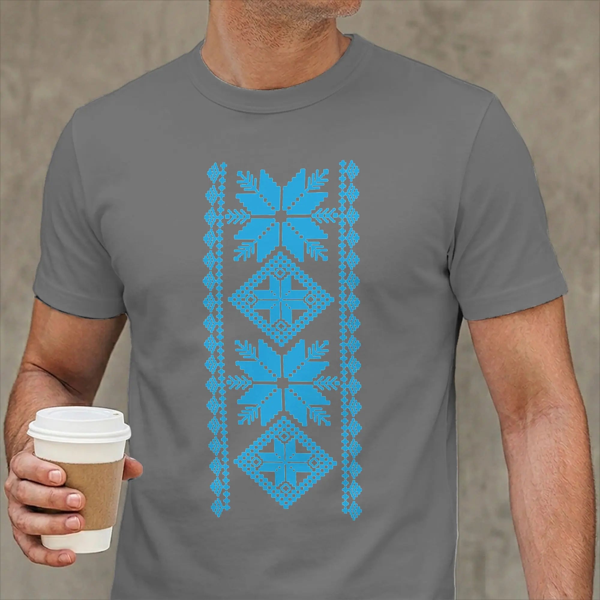 Ukrainian Vyshyvanka T-Shirts for Men Symbols of Ukraine Funny 100% Cotton Tee Shirt Crewneck Short Sleeve T Shirt Clothes