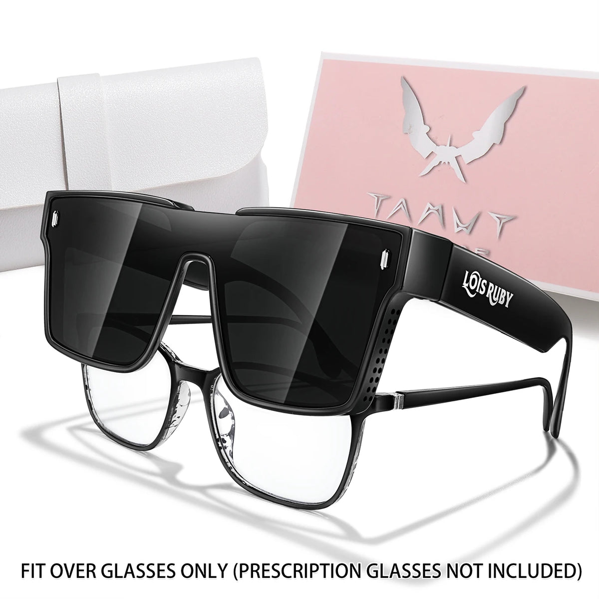 Men's Oversized Square Sunglasses Fit over Lens Myopic Eyeglasses for Prescription Wear Driving Fishing Bicycle Goggles