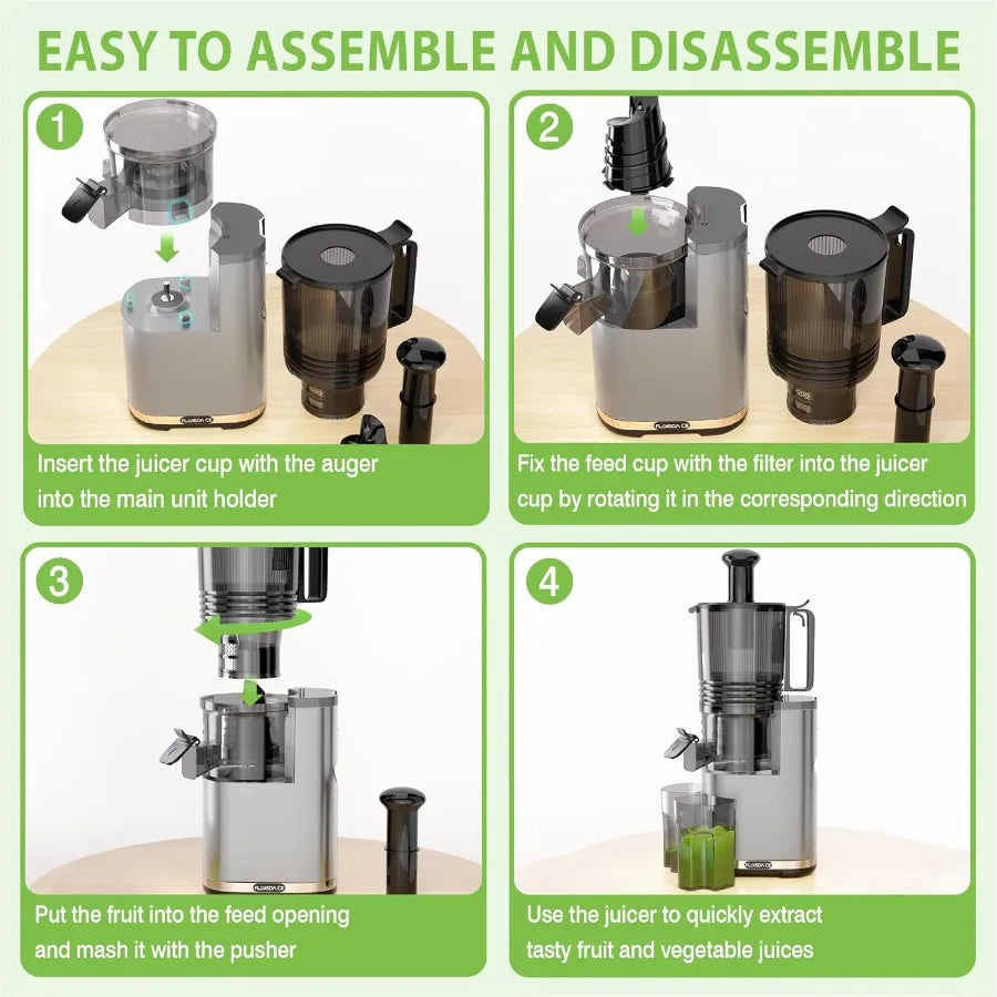 Cold Press Juicer with 6.5Inch Extra Large Feed Chute for Efficient Juice Extraction from Whole Vegetables and Fruits HandsFree