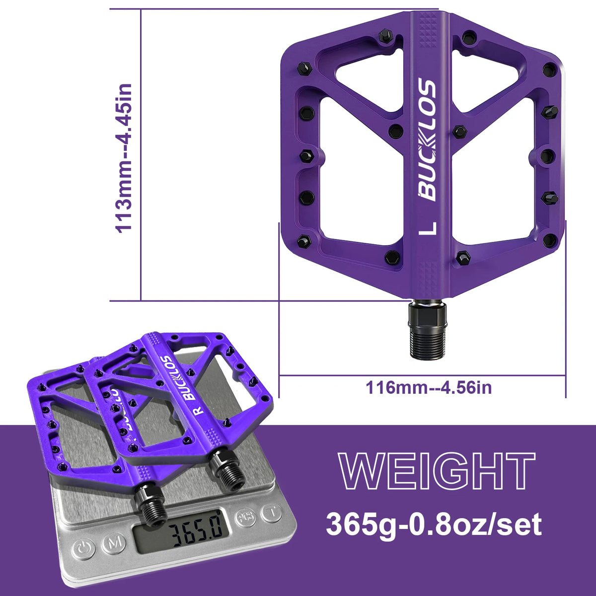 BUCKLOS Pedals DU Bearing Bicycle Pedal Platform Ultralight Nylon Road Mountain Bike Pedal Non-slip MTB Flat Pedals Bicycle Part