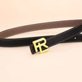 Women's fashion double-sided belt high-quality gold buckle is best suited to women's denim belt dresses