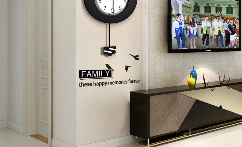 Wall Clock for Living Room, Creative Fashion, Modern Simple Home Swing Clock