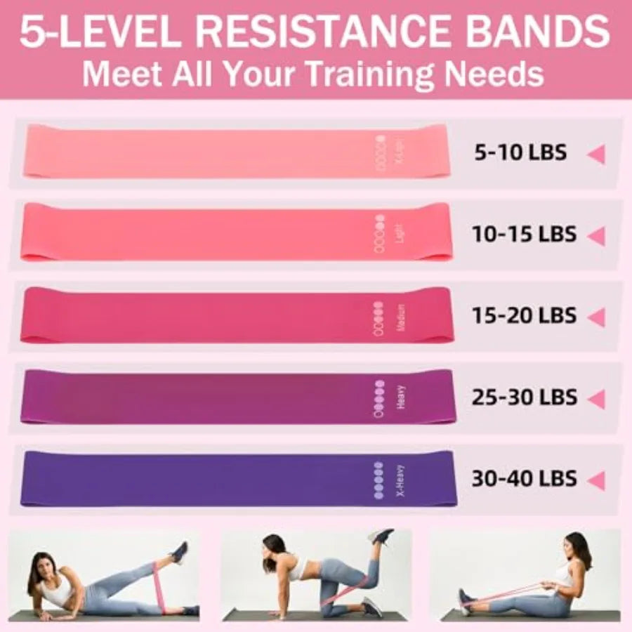Home Pilates Essentials Kit for Women Pink Ring and Ball Pilates Set Equipment Magic Circle with 5 Resistance Bands Premium Acc