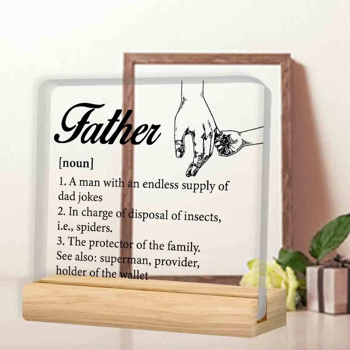 Father Gifts From Daughter Son, Gifts for Dad Birthday Father's Day, Father Definition Clear Acrylic Desk Decorative Sign