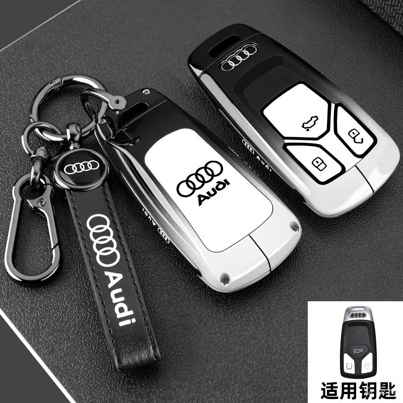3 Button Metal Car Key Case Cover Key Protect Shell For Audi A3 A4 Q3 Q5 TT A1 A4L A5 Q5L Q7 A6L A7 A8L A6 S3 S4 RS5 RS Sticker