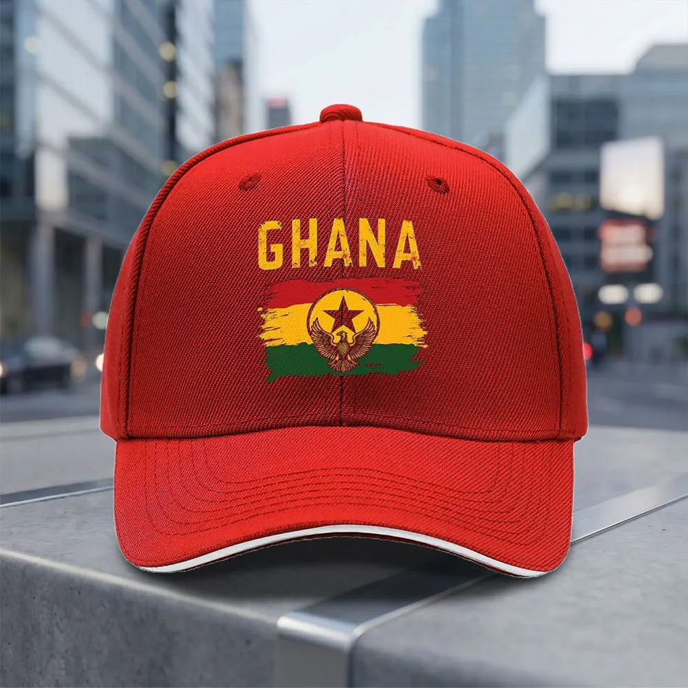 Ghana Flag Distressed Baseball Cap Adjustable Unisex Outdoor Sports Curved Brim Hat
