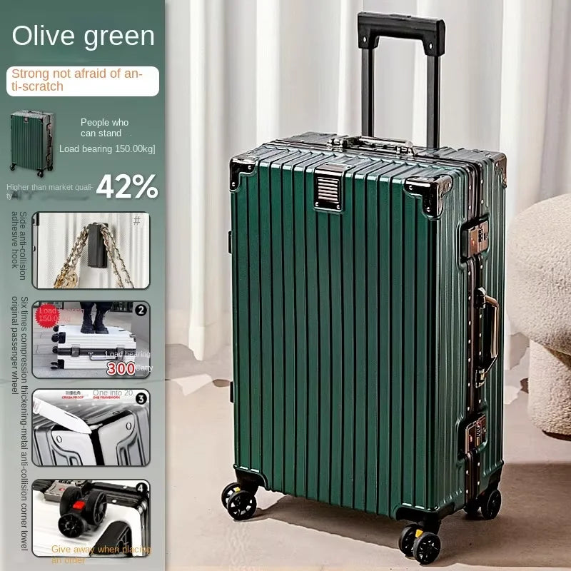 Suitcase Aluminum Frame New Luggage Men and Women Password trolley case Student Removable Wheel 20/28 inch Travel Suitcases