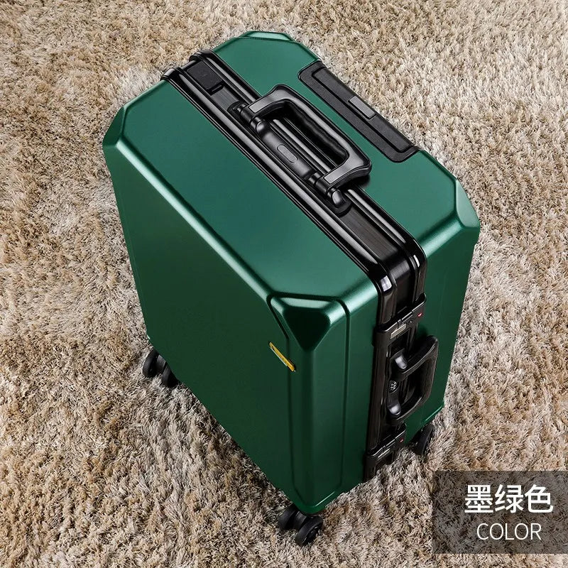New Fashion rolling luggage aluminum frame USB charging trolley suitcase 20/24/26/28 inch students password travel luggage