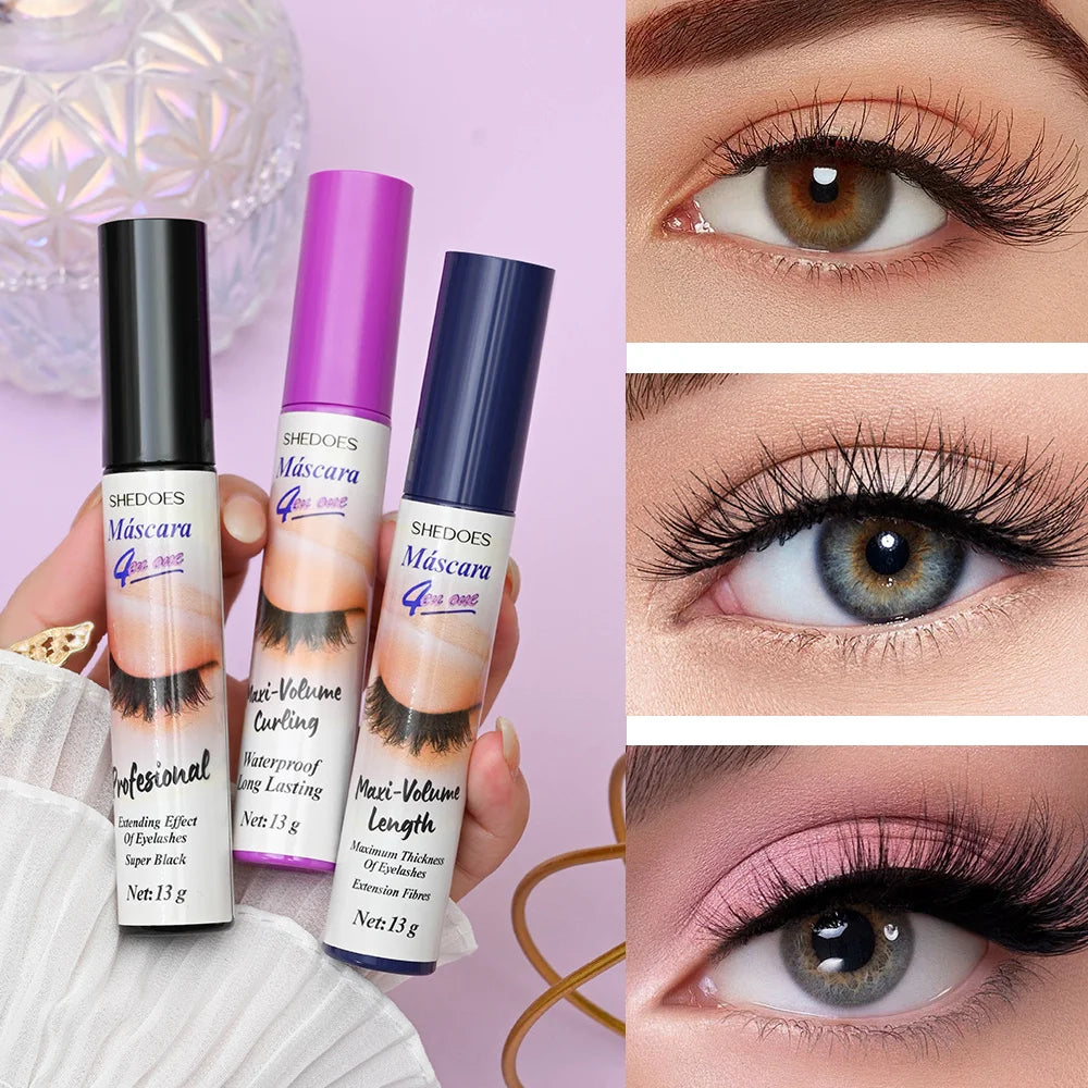 4D mascara is long-lasting, slender, curled and dense, waterproof, sweat-proof and non-smudging.