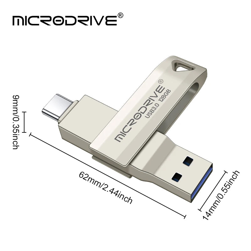 2 in 1 OTG USB-C Flash Pen Drive Metal Memory Stick Usb 3.0 flash Disk 64GB 128GB 256G 512G USB3.0 Type-C Pendrive