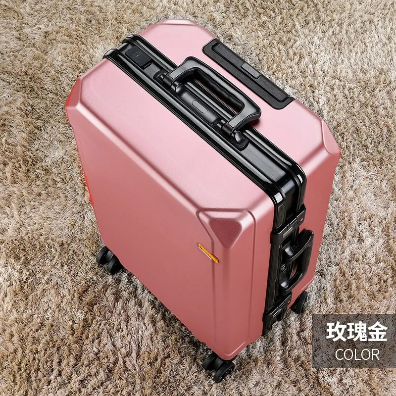 New Fashion rolling luggage aluminum frame USB charging trolley suitcase 20/24/26/28 inch students password travel luggage