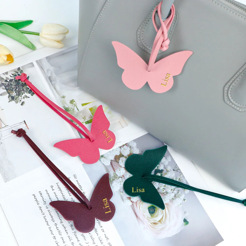 Customized name versatile pu leather women's handbags, backbags, pendant accessories, creative butterfly style