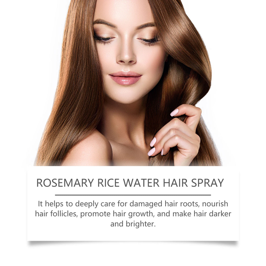 Rosemary Rice Water Spray Deeply Nourishes Dry, Frizzy Hair and Hydrates for Incredibly Silky Smooth, Vibrant Healthy-Looking Ha