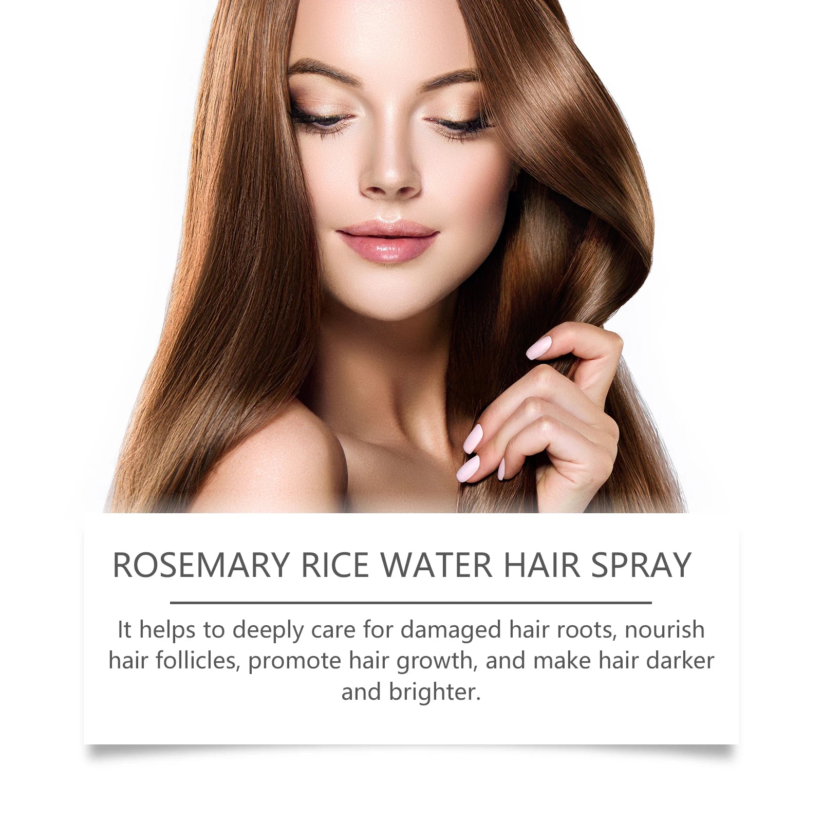 Rosemary Rice Water Spray Deeply Nourishes Dry, Frizzy Hair and Hydrates for Incredibly Silky Smooth, Vibrant Healthy-Looking Ha