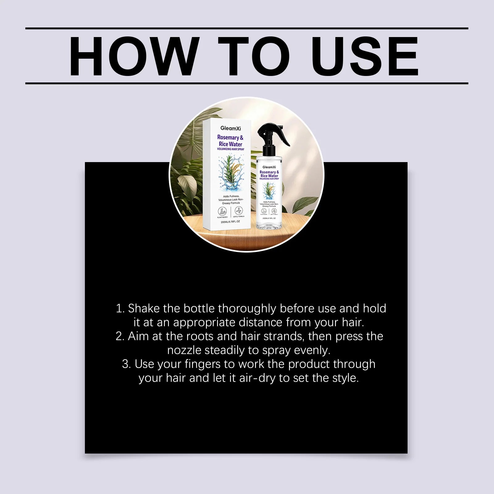 Rosemary Rice Water Hair Root Nourishing Spray Volumizing Smoothing Frizz Control Moisturizing Mist Hair Styling Finishing Spray