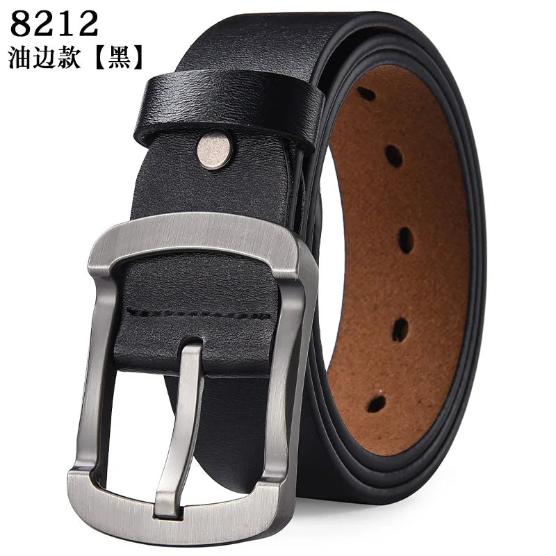 Men's 105-140 150 160 170cm Plus Size Soft Cowhide Belt Metal Pin Buckle Male Leather Waistband Real Leather Jeans Waist Straps