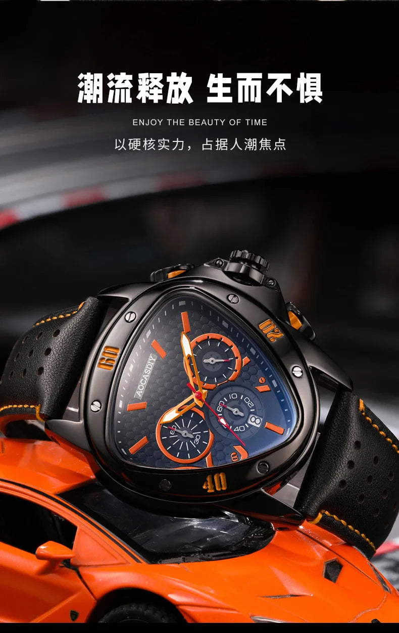 New Cool Triangle Watch Men Top Luxury Chronograph Watches Waterproof Quartz Wristwatches Gifts Relogio Masculino Drop Shipping