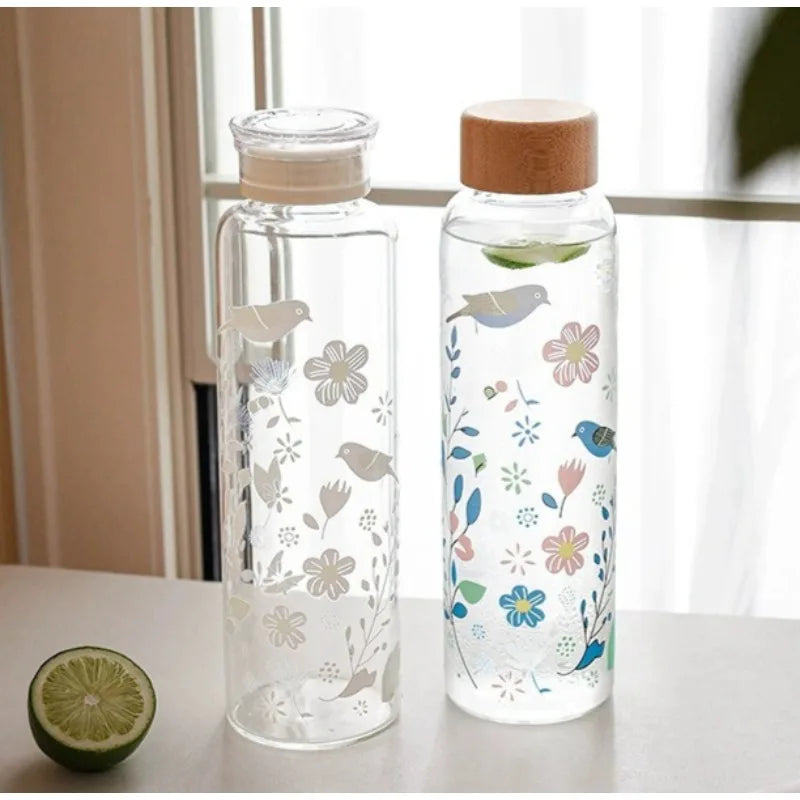 Temperature Changing Glass Cup Large Borosilicate Sports Water Bottle Heat Transfer Gift Mug for Cold Brew & Travel