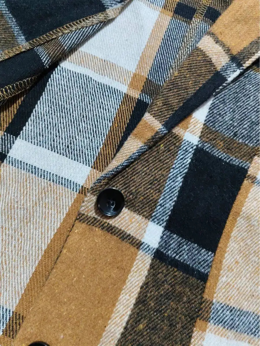 Women's Plaid Lapel Vest Jacket, Casual Longline Blazer with Button Closure