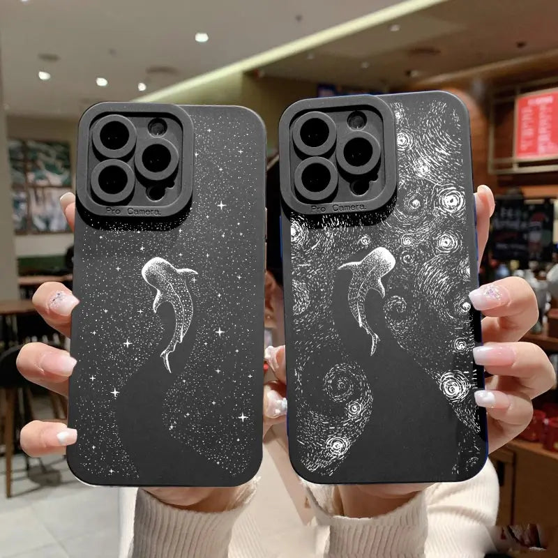 Ocean Animal Cute Dolphin Sea Turtle Dotted Painting Phone Case For iPhone 14 11 12 13 Pro Max 7 8 Plus X XR XS Silicone Covers