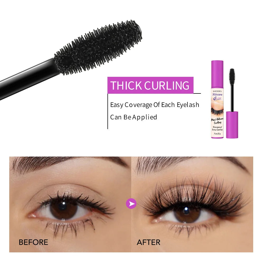 4D mascara is long-lasting, slender, curled and dense, waterproof, sweat-proof and non-smudging.