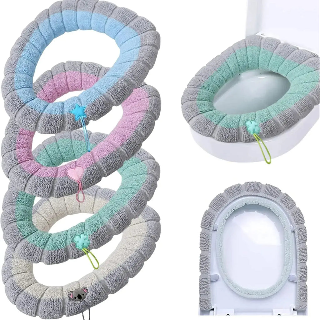 1pcs Thicker Bathroom Toilet Seat Cover Pads Soft Comfortable Toilet Seat Cushion Cover Stretchable Toilet Seat Warmer Easy Inst