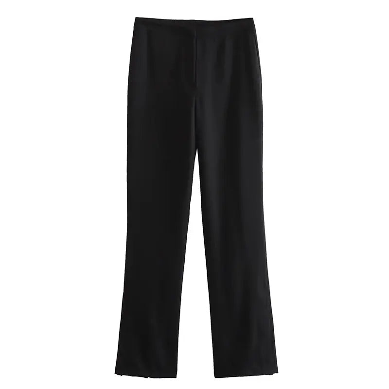 HH 2024 Women Solid Tube Top Pant Suit Sleeveless Off Shoulder Single Breasted Tube Top+All-match Straight Trousers Set TRAF