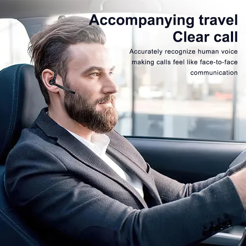 Bluetooth 5.3 Business Wireless Earphone Left Right Ear Universal LED Display With MIC Headset Ultra-long Standby For Car Driver