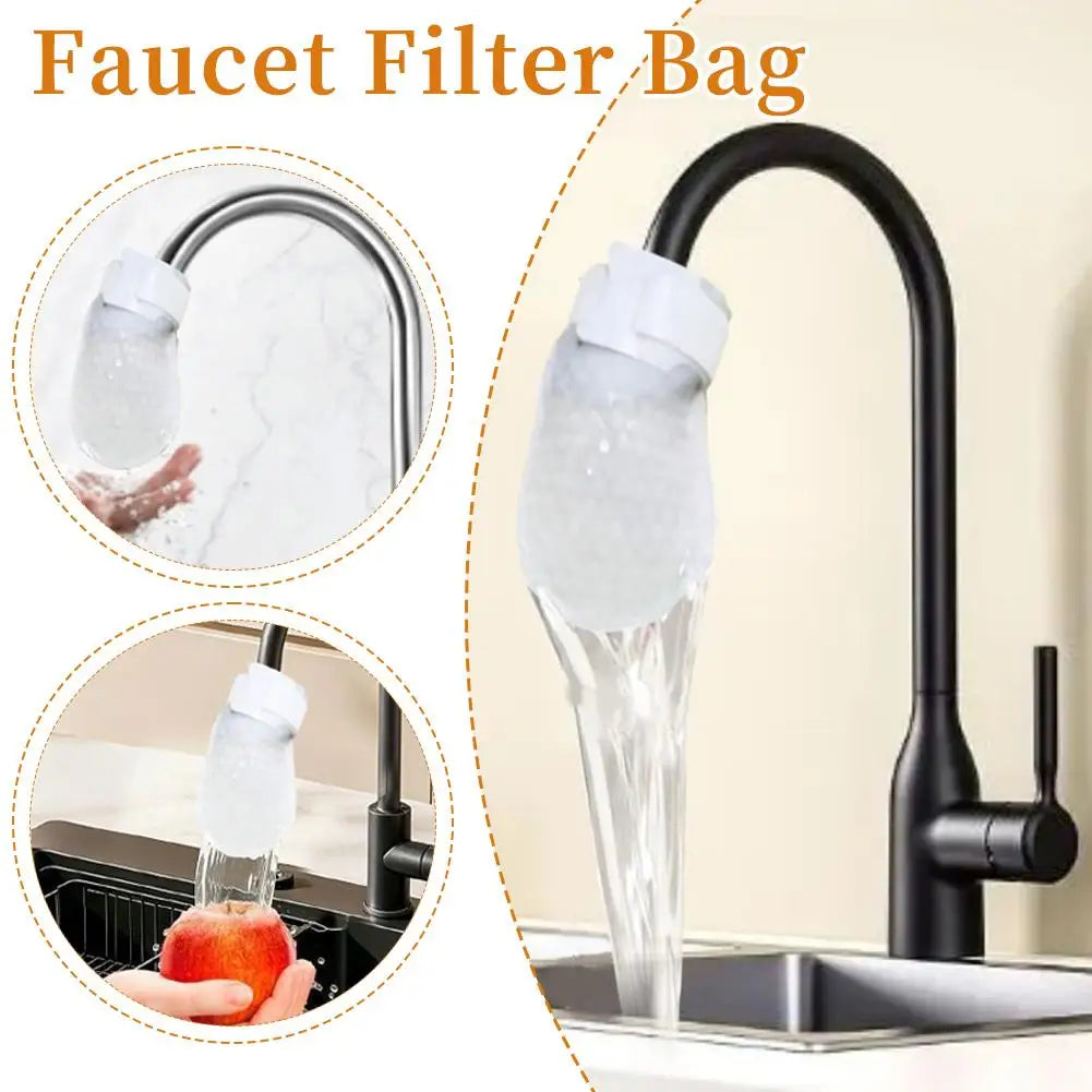50/100Pcs Faucet Filter Cotton Bags Anti-splash Removes Sand Filters With T-strap For Tap Water Rust Removal
