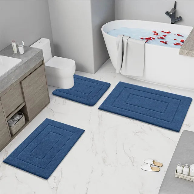 Microfibre Bathroom Rugs Non-Slip Washable Bath Doormat Water Absorbent Resist Dirt Bath Carpet Shower Velveteen Foot Mat