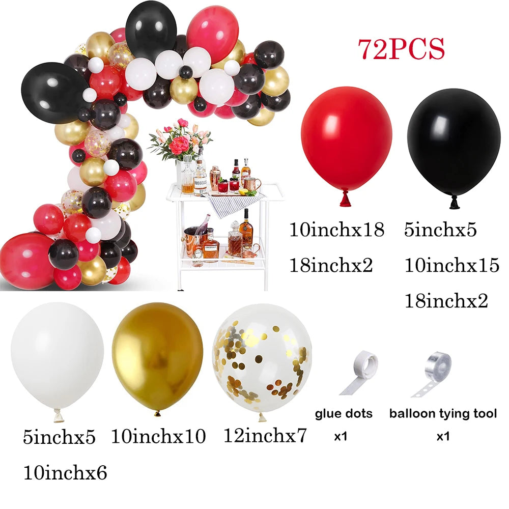1 Set Red Black Balloons Garland Arch Kit Baby Shower Birthday Decorations Red White Black Silver Balloon Graduation Party Decor