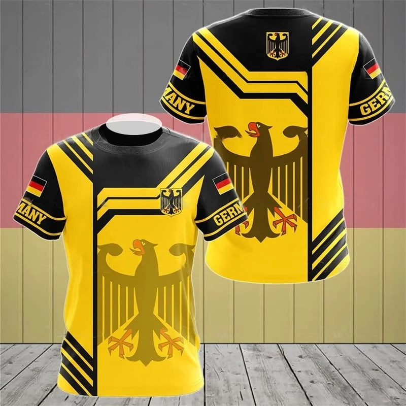 German National Emblem T-Shirt for Mens' Sports Gym T-Shirt Summer Quick Dry Short Sleeves Women Wetsuit Surfing Suit Beachwear