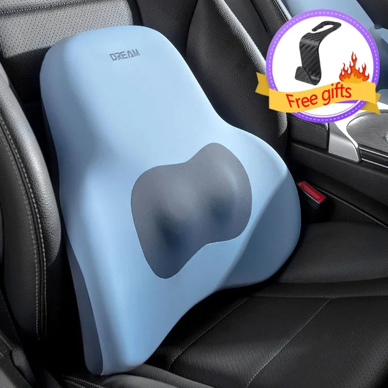 Car Seat Pillow Adjustable Neck Pillow Lumbar Support Pad Breathable Memory Foam Slow Rebound Pillow Universal Lumbar Cushion