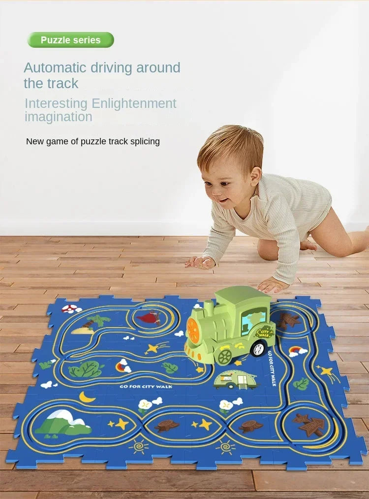 Kids Puzzle Puzzle Electric Track Car DIY 3-6 Year Old Children's Automatic  Car Track Christmas Gift Toy Set Electric Track Car