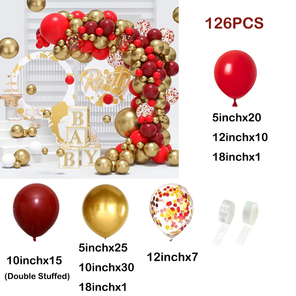 1 Set Red Black Balloons Garland Arch Kit Baby Shower Birthday Decorations Red White Black Silver Balloon Graduation Party Decor