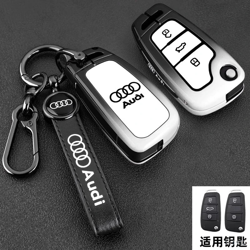 3 Button Metal Car Key Case Cover Key Protect Shell For Audi A3 A4 Q3 Q5 TT A1 A4L A5 Q5L Q7 A6L A7 A8L A6 S3 S4 RS5 RS Sticker