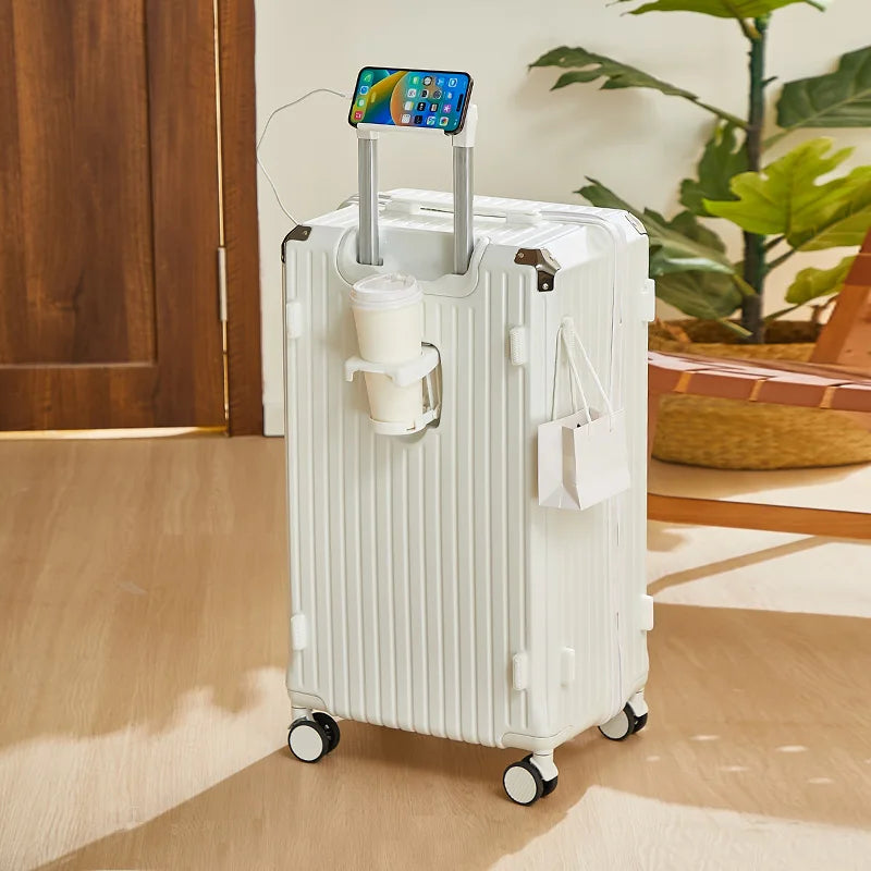 Luggage 20 inch |Cup Holder/Waterproof multifunctional Suitcase Hand Carry Large Capacity Universal Wheel Simple Suitcase