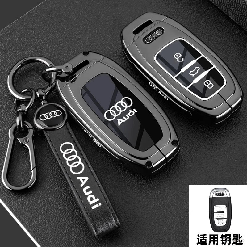 3 Button Metal Car Key Case Cover Key Protect Shell For Audi A3 A4 Q3 Q5 TT A1 A4L A5 Q5L Q7 A6L A7 A8L A6 S3 S4 RS5 RS Sticker