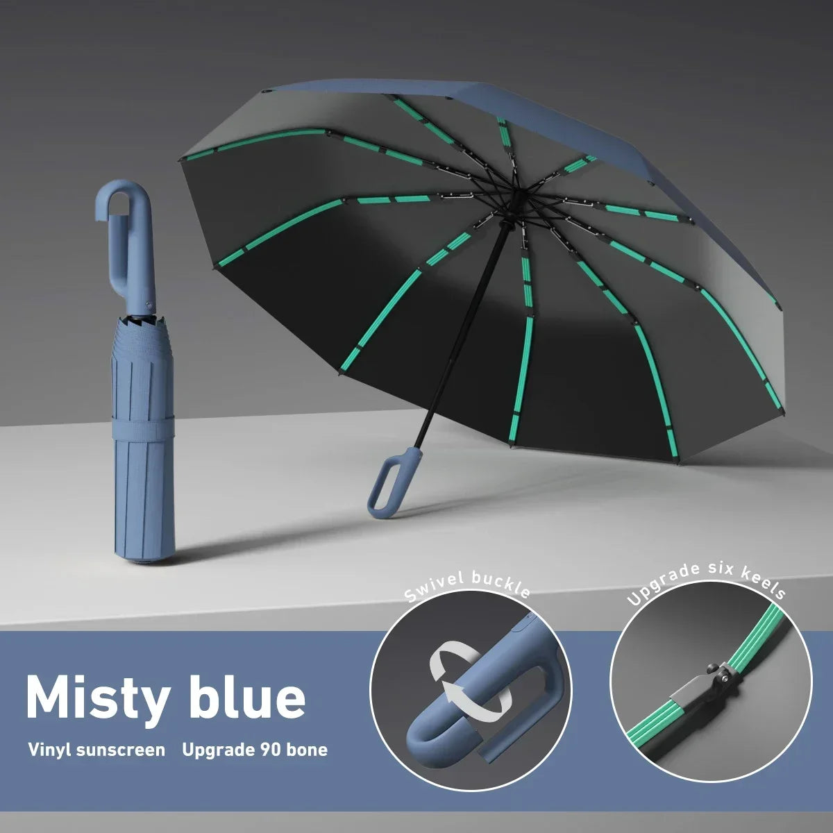 2025 New Automatic Umbrella, Enlarged Umbrella Surface Diameter 125CM Windproof And Rainproofs Carabiners Design Easy To Places.