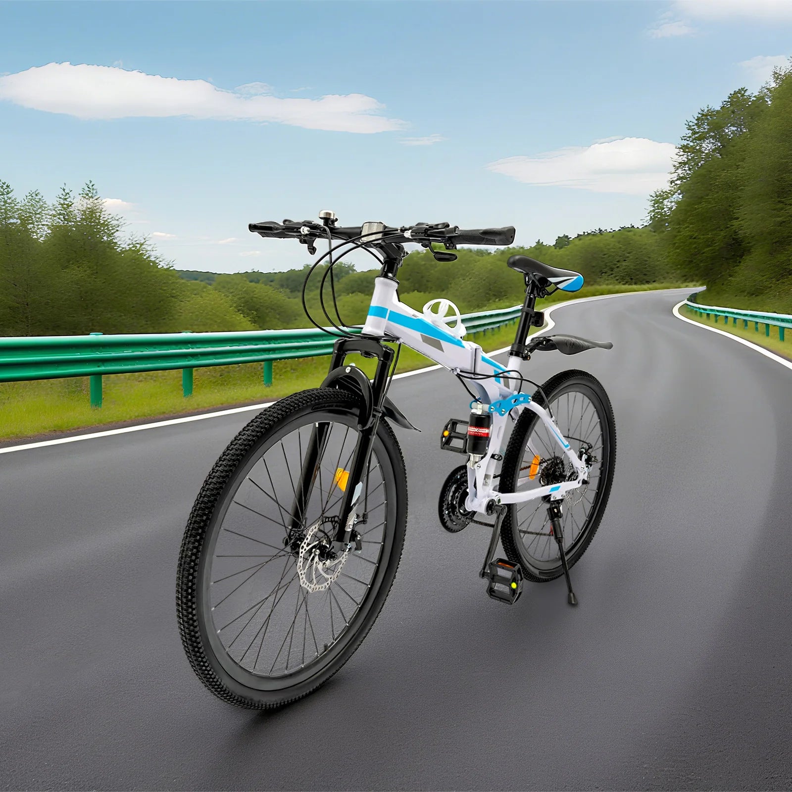 21 Speed Foldable Mountain Bike, 5.64 * 3.48 Ft Mountain Bike Suitable for Daily Commuting, Fitness, And Racing