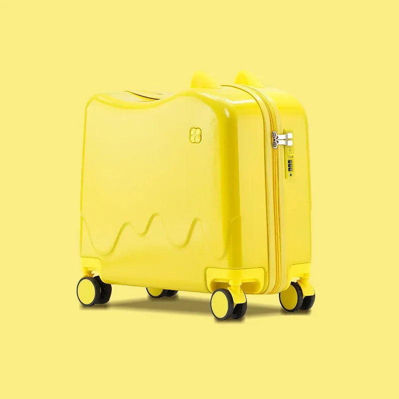 18 Inch Kids Luggage Can Sit and Ride on Suitcase  Carry-on Luggage Bag Travel Suitcase for Children Trolley Case With Wheels