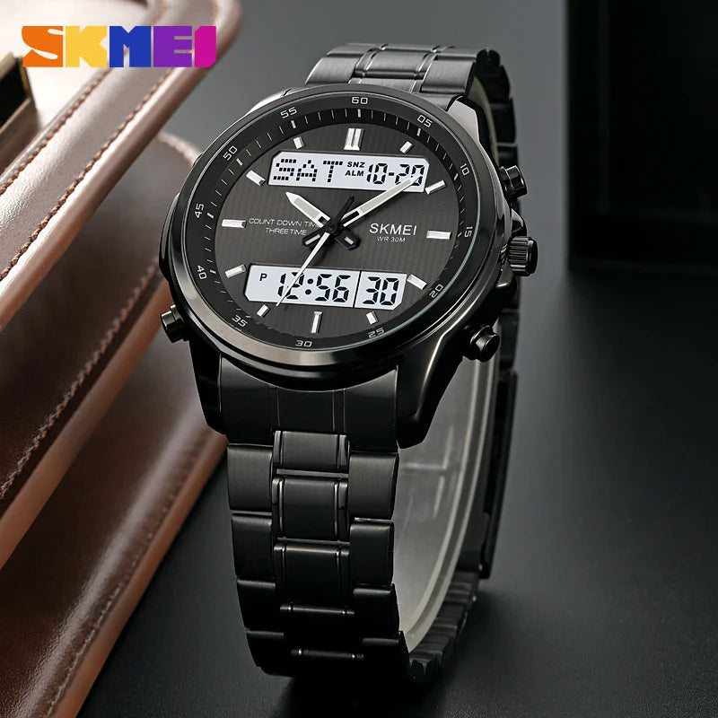 SKMEI 2049 Brand Electronic Watches for Man Fashion Large Dial Wristwatch Luminous Alarm Clock Calendar Casual Men Digital Watch