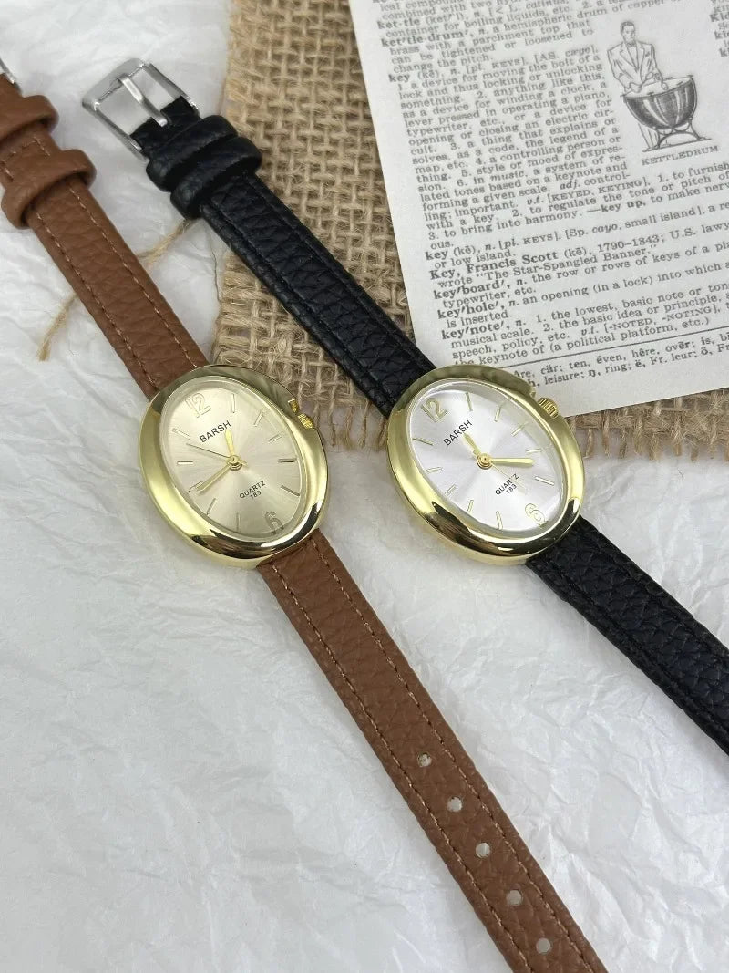 Fashion Quartz Watch for Women Simple Leather Strap Pigeon Egg Dial Ladies Watches Luxury Gift Girl Wristwatches Dropshipping