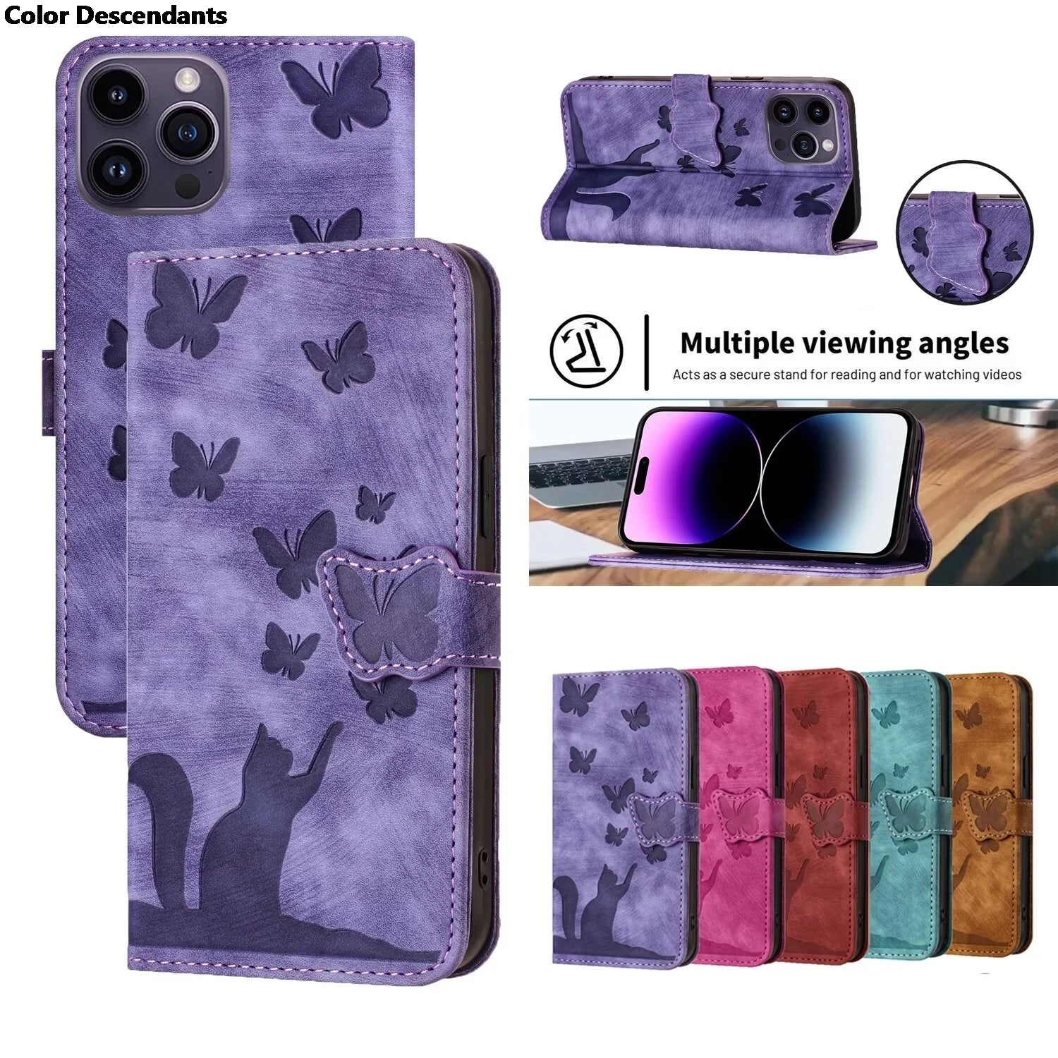 Flip Wallet Funda Butterfly Cat Holster Phone Case For Poco C65 C75 M3 M6 X3 X5 Pro NFC 4G Book Cover