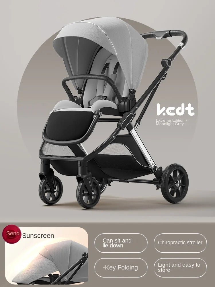 Baby carrige can sit or lie down Lightweight Folding Newborn Baby High Landscape Stroller Two-way Push Anti Vibration Wheels