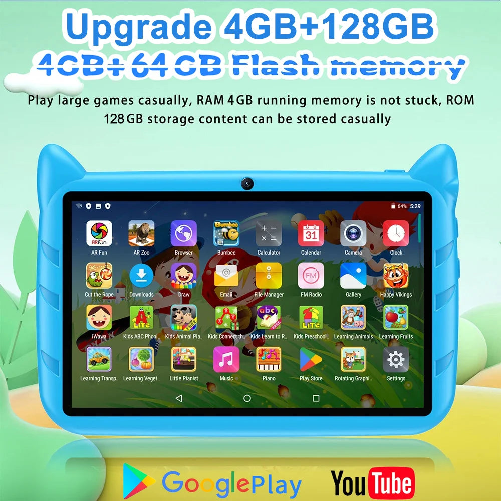 B86 7 Inch Kid Tablet Android 13, 4GB RAM 64GB ROM 1TB Expand,5G WiFi,4000MAH Battery,Dual Camera, Children's Gift Kids Software