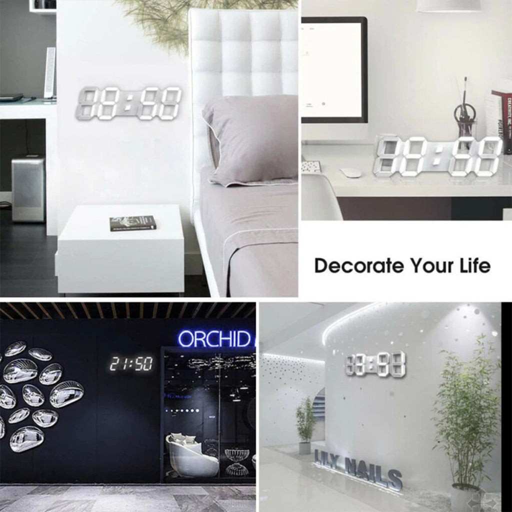 Home Wall Clocks 3D Modern Digital LED Wall Clock 24/12 Hour Display Timer Alarm Home USB  Alarm Clocks Decoration For Bedroom